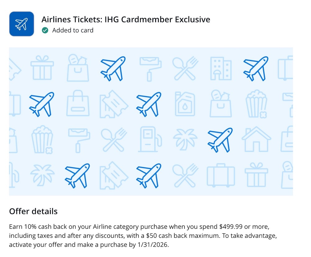 Chase Offer IHG card flights January 2026 Chase Offer IHG card flights January 2026