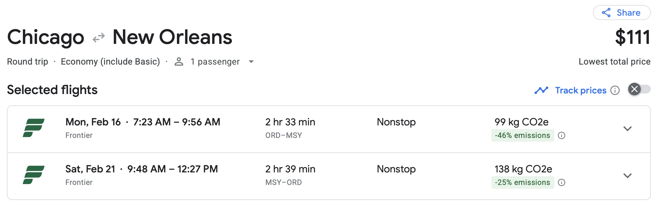 Frontier Airlines itinerary from Chicago to New Orleans on Frontier Frontier Airlines itinerary from Chicago to New Orleans on Google Flights