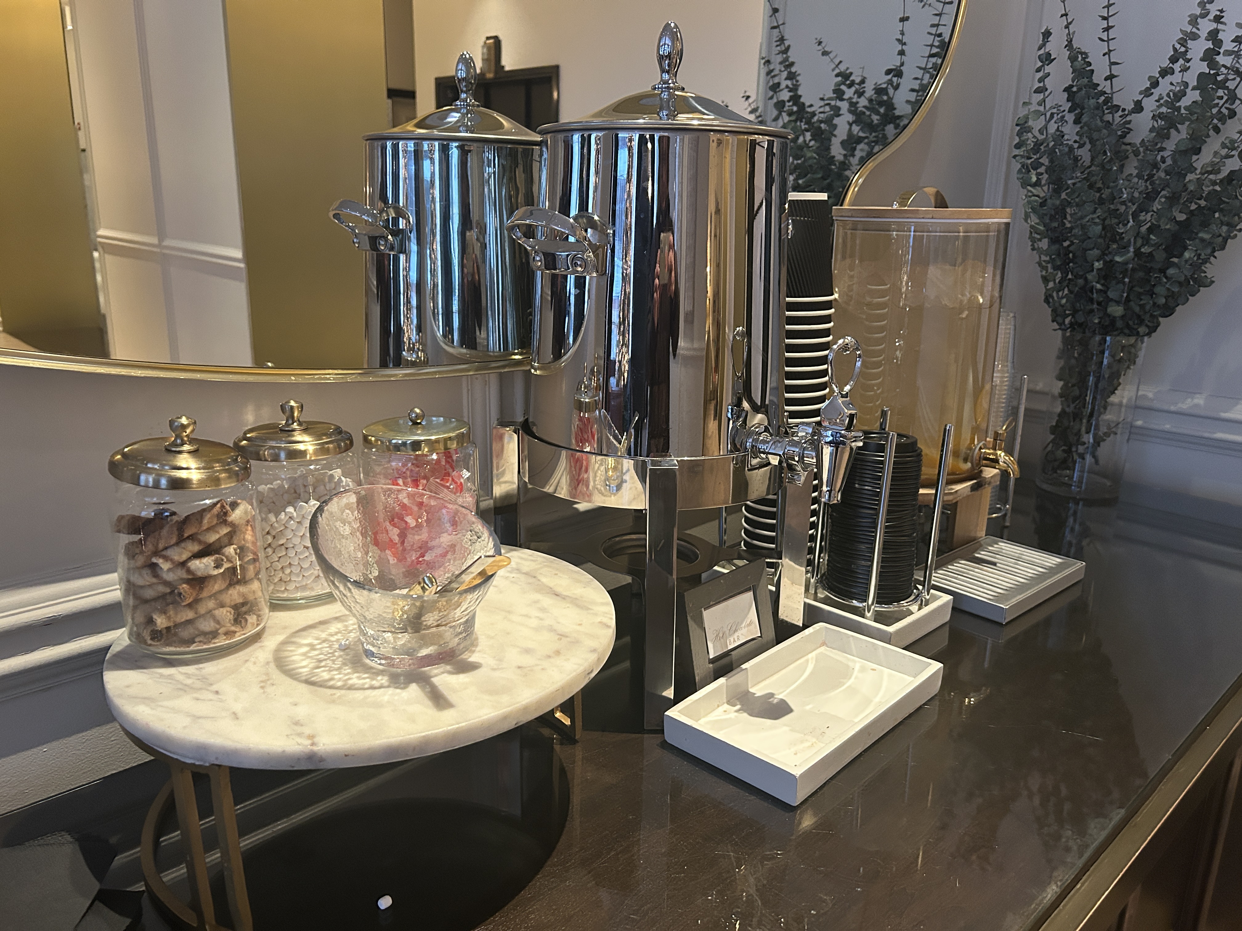 Hot chocolate station at the Kimpton Gray Hot chocolate station at the Kimpton Gray