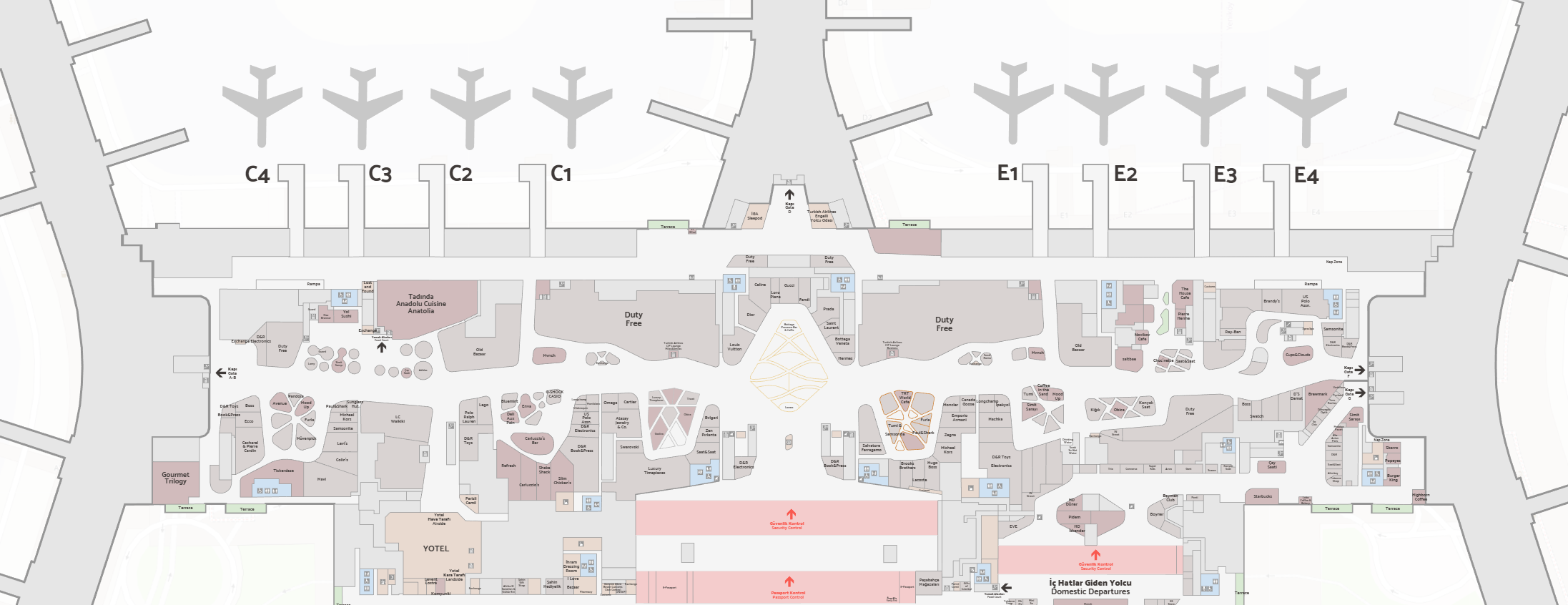 Istanbul Airport Departure Floor Shops and Restaurants Istanbul Airport Departure Floor Shops and Restaurants C and E Gates