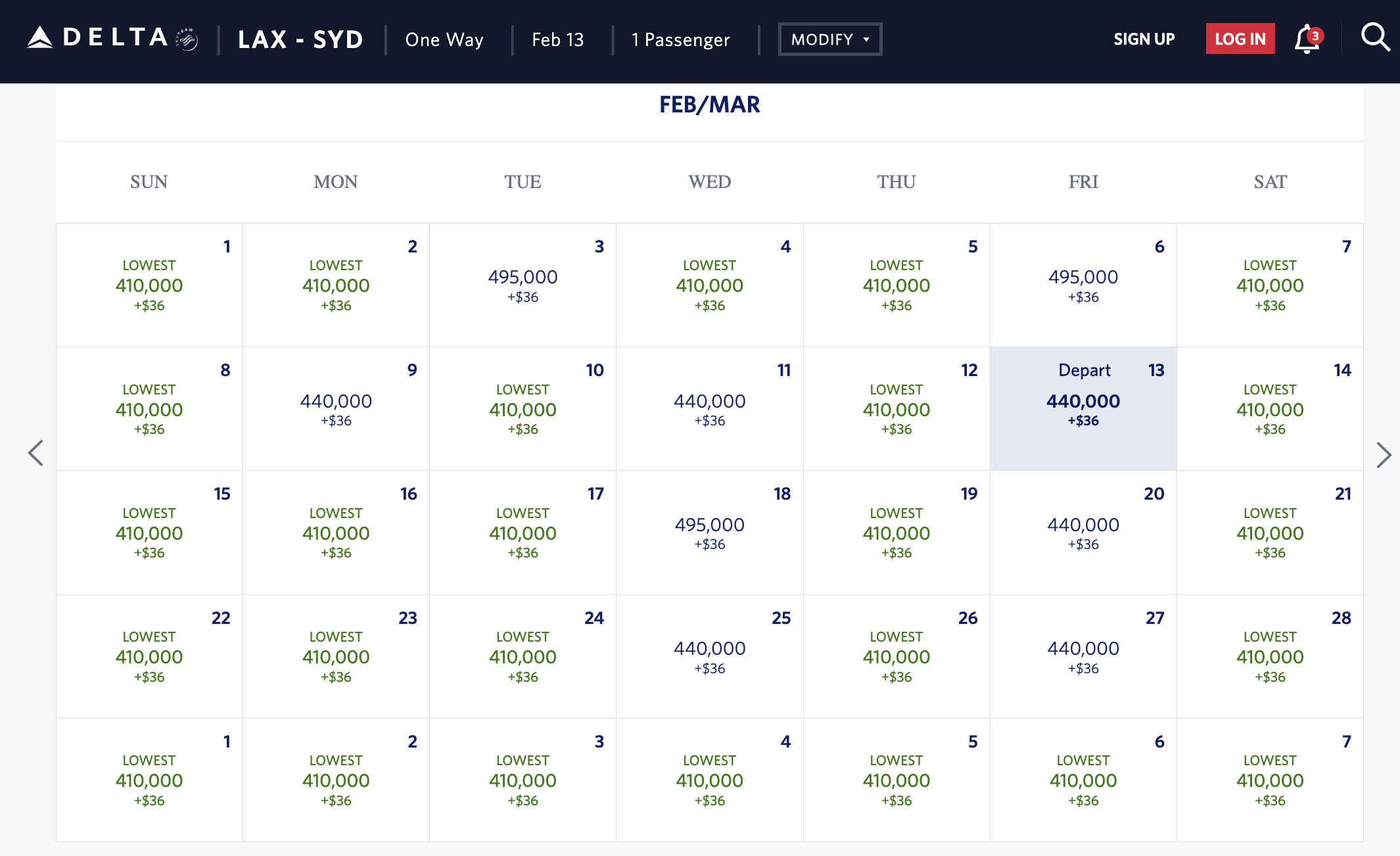 LAX to Sydney Delta redemptions