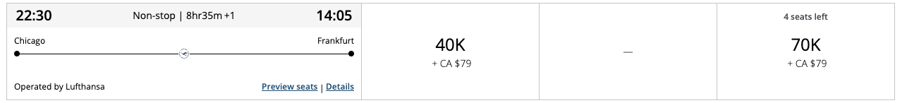 LH ORD FRA 70k Aeroplan