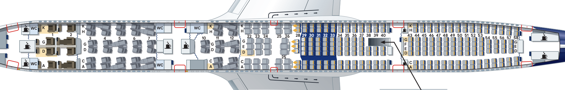 Lufthansa seat map A340 600 Layout 2
