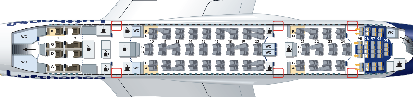 Lufthansa seat map A380 800 Upper Deck