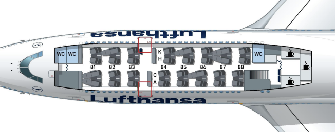Lufthansa seat map B747 8I Upper Deck