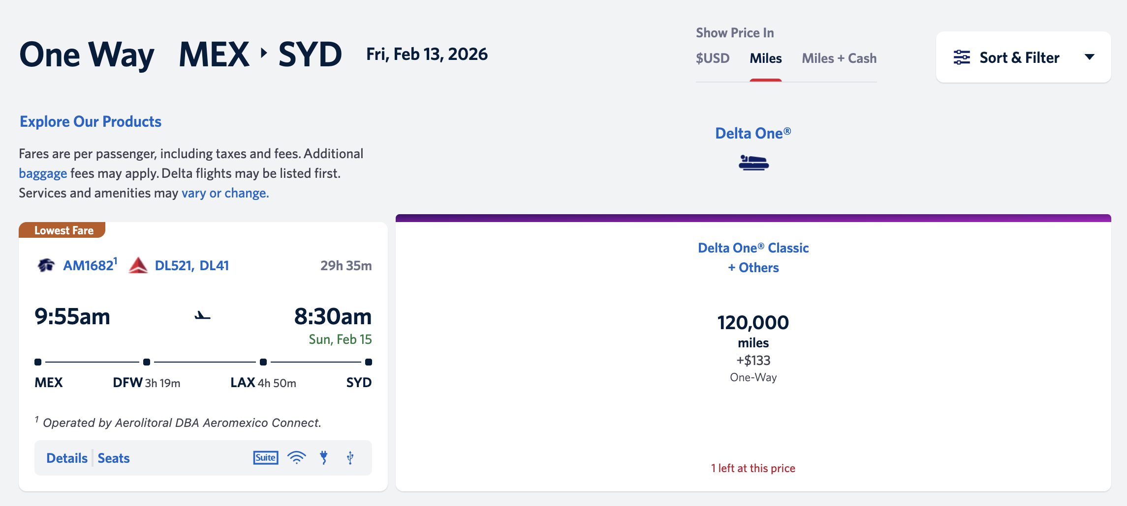 Mexico City to Sydney Delta redemption