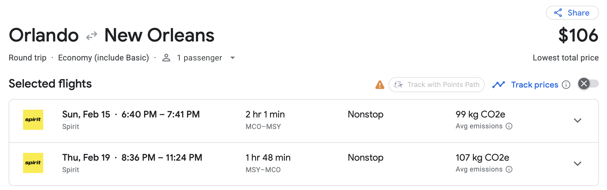 Spirit Airlines itinerary from Orlando to New Orleans on Google Flights Spirit Airlines itinerary from Orlando to New Orleans on Google Flights