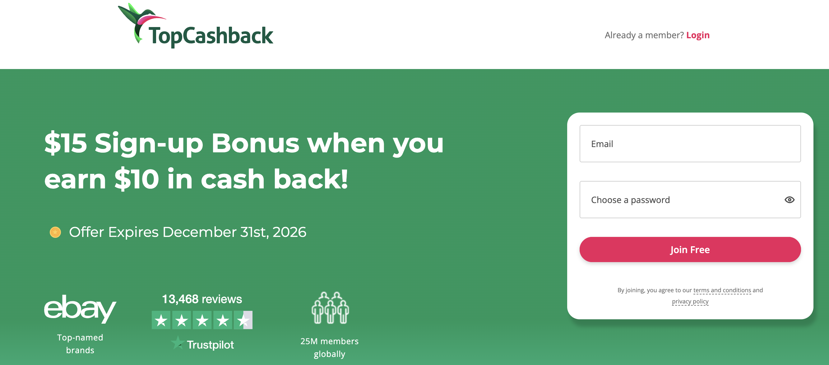 Upgraded Points Top CashBack $15 sign up bonus TopCashBack 15 sign up bonus