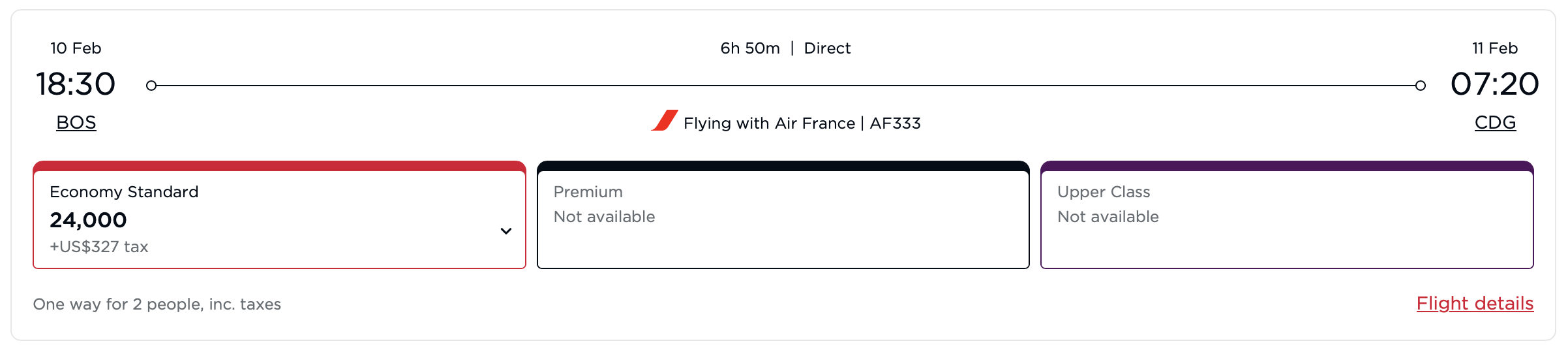 Virgin Atlantic Award From Boston to Paris on Air France