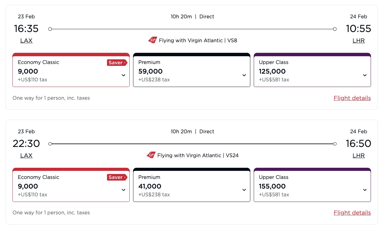 Virgin Atlantic LAX LHR Redemption Virgin Atlantic LAX LHR Redemption