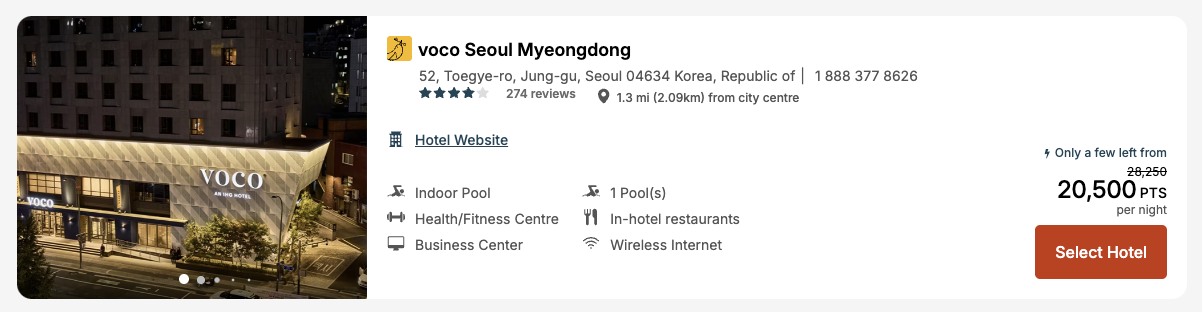 voco Seoul Myeongdong IHG 4th night free