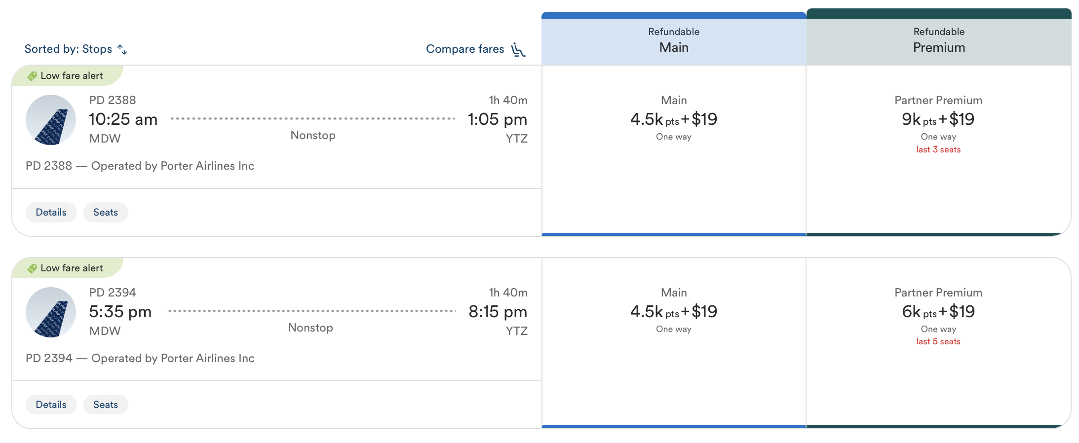Atmos Rewards itinerary from Chicago to Toronto on Porter Airlines Atmos Rewards itinerary from Chicago to Toronto on Porter Airlines