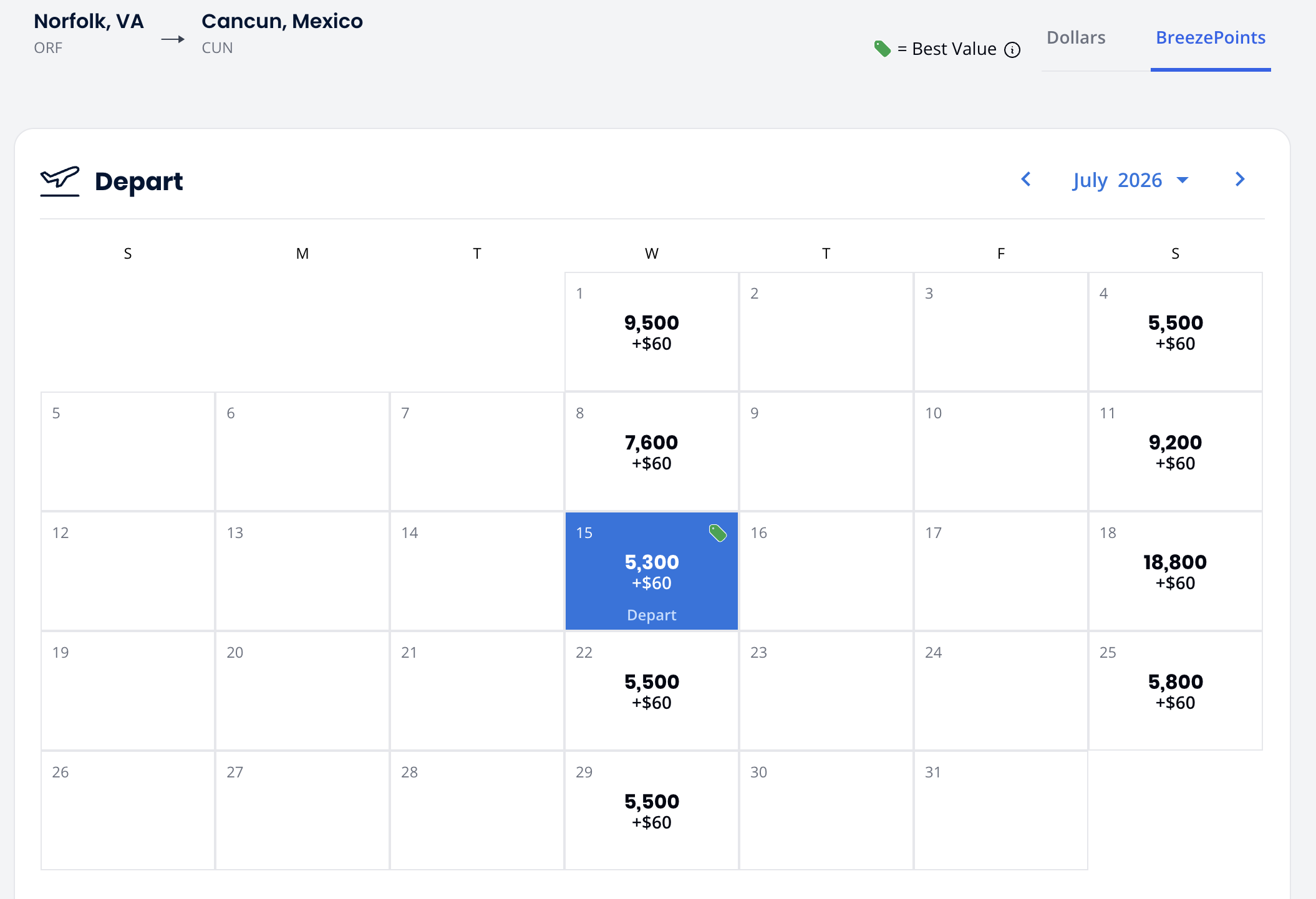 BreezePoints Calendar