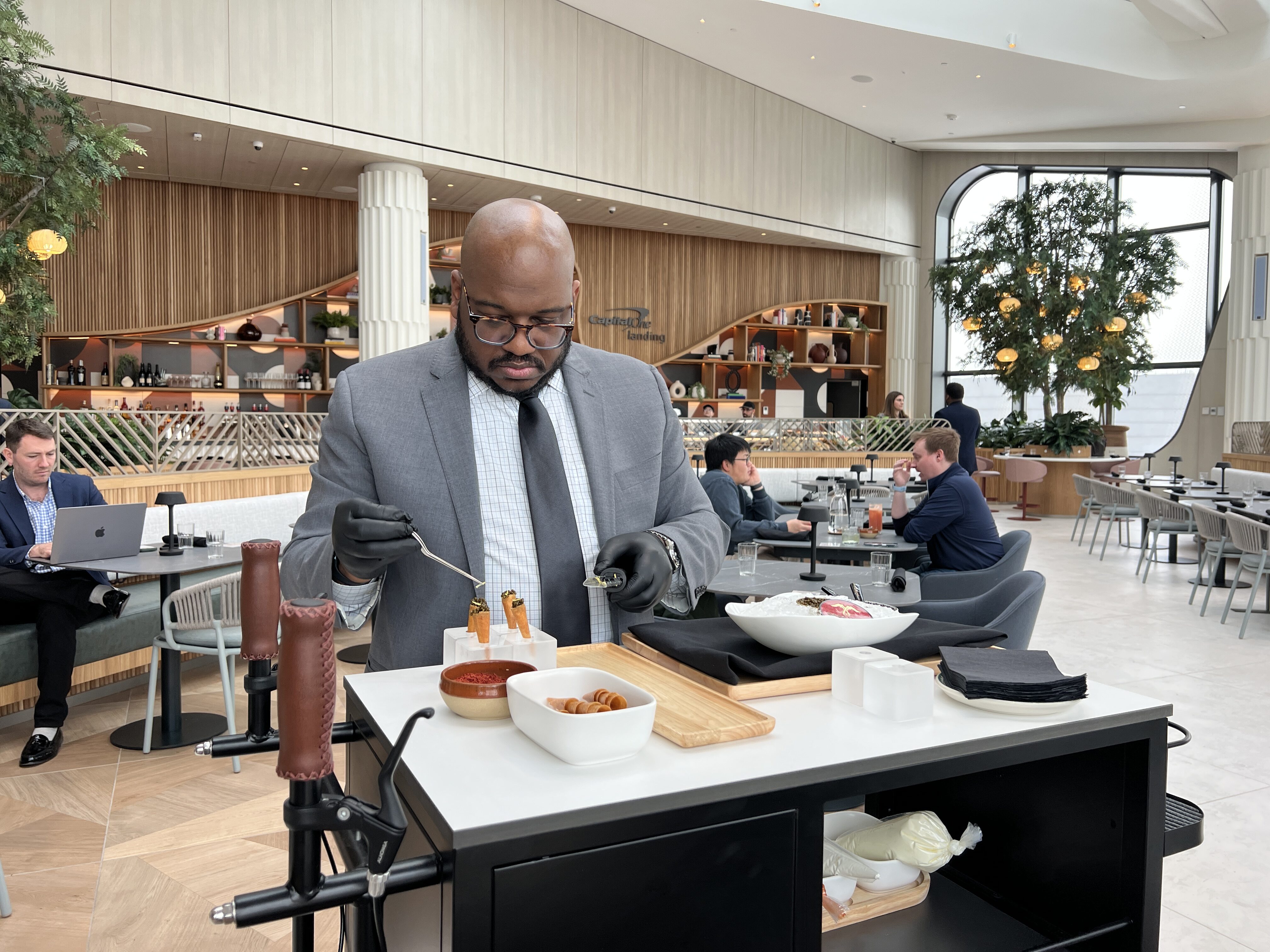Capital One Lounge LGA Caviar Cart Service