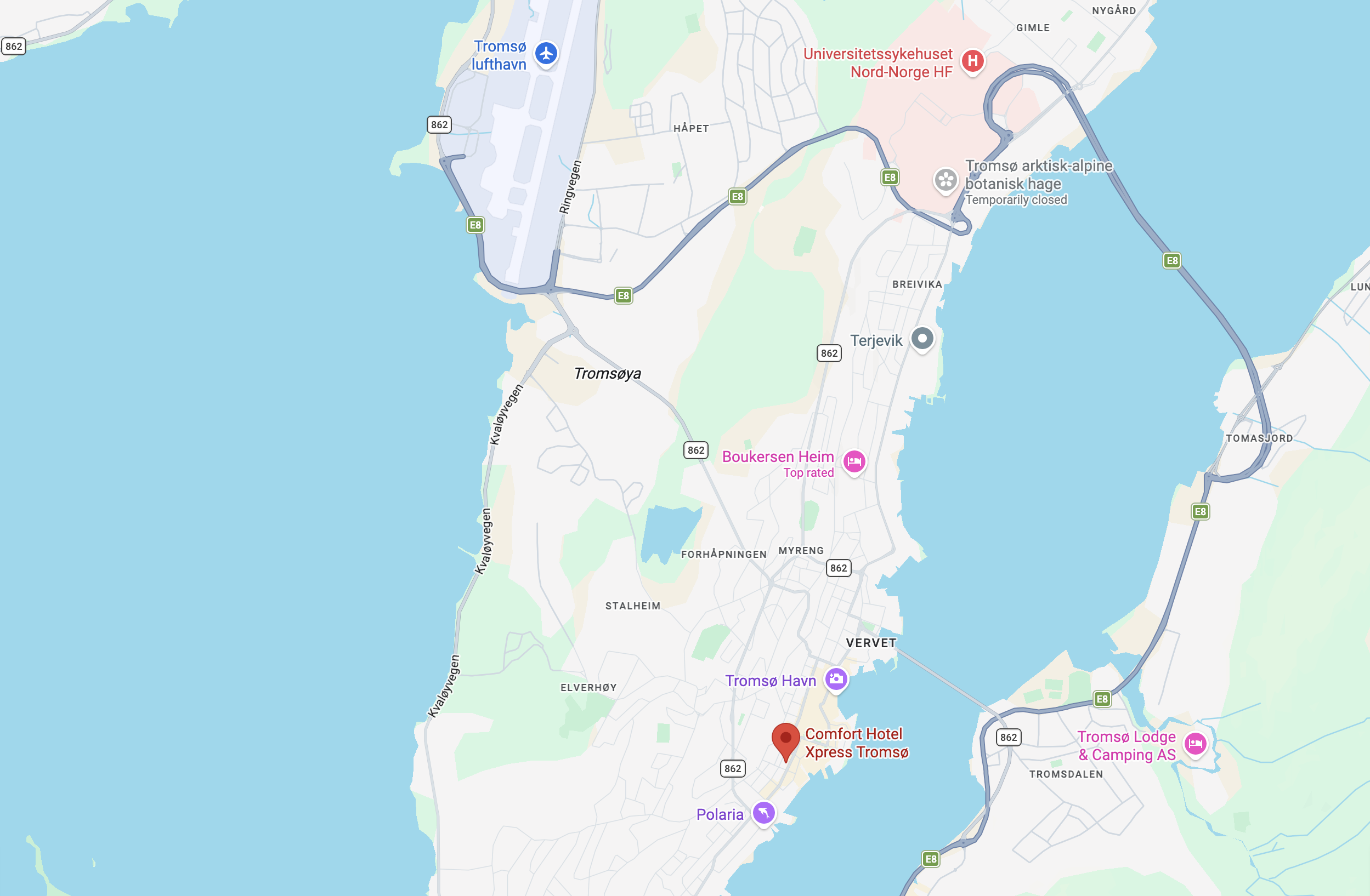 Comfort Hotel Xpress Tromso location