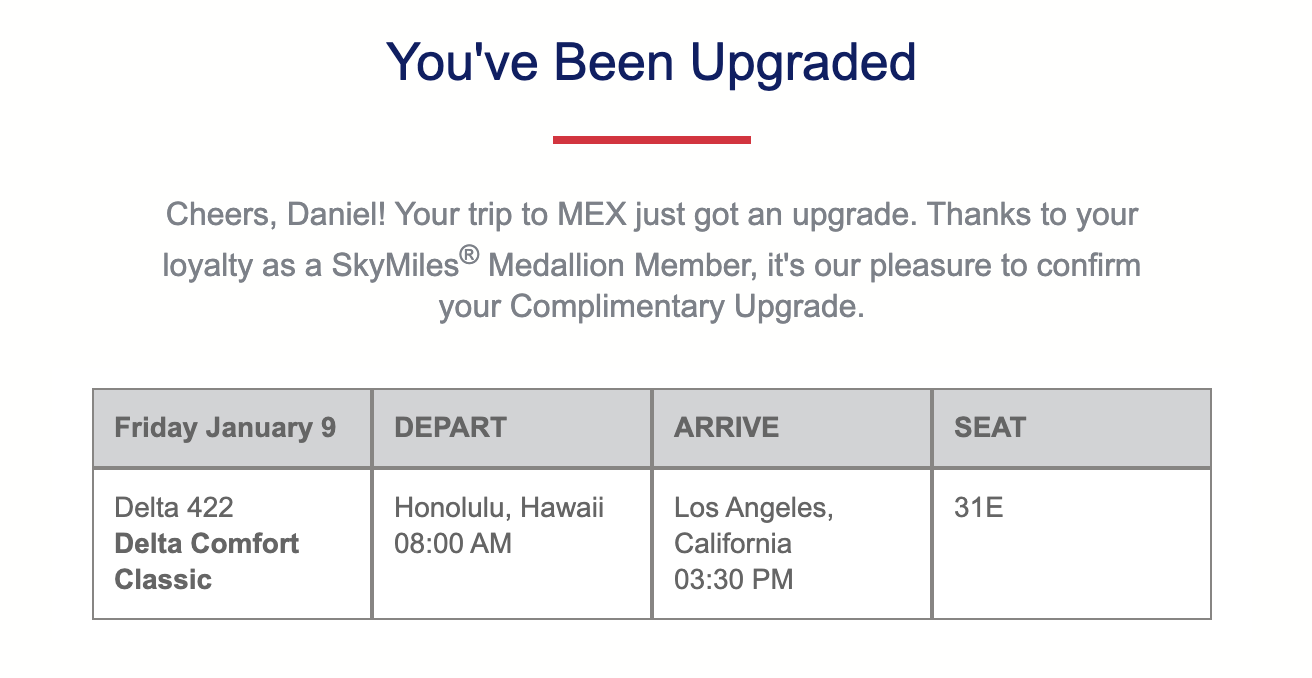 Delta upgrade email Delta upgrade email