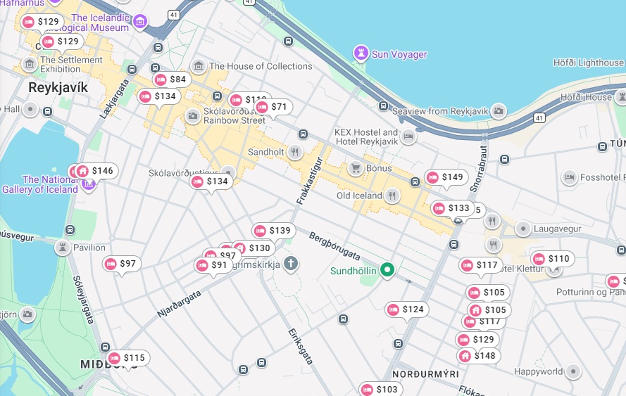 Google Hotel Search Reykjavik