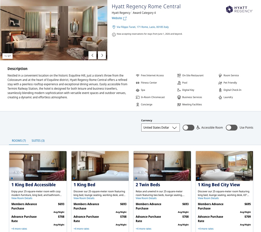 Screenshot Nights at the Hyatt Regency Rome Central