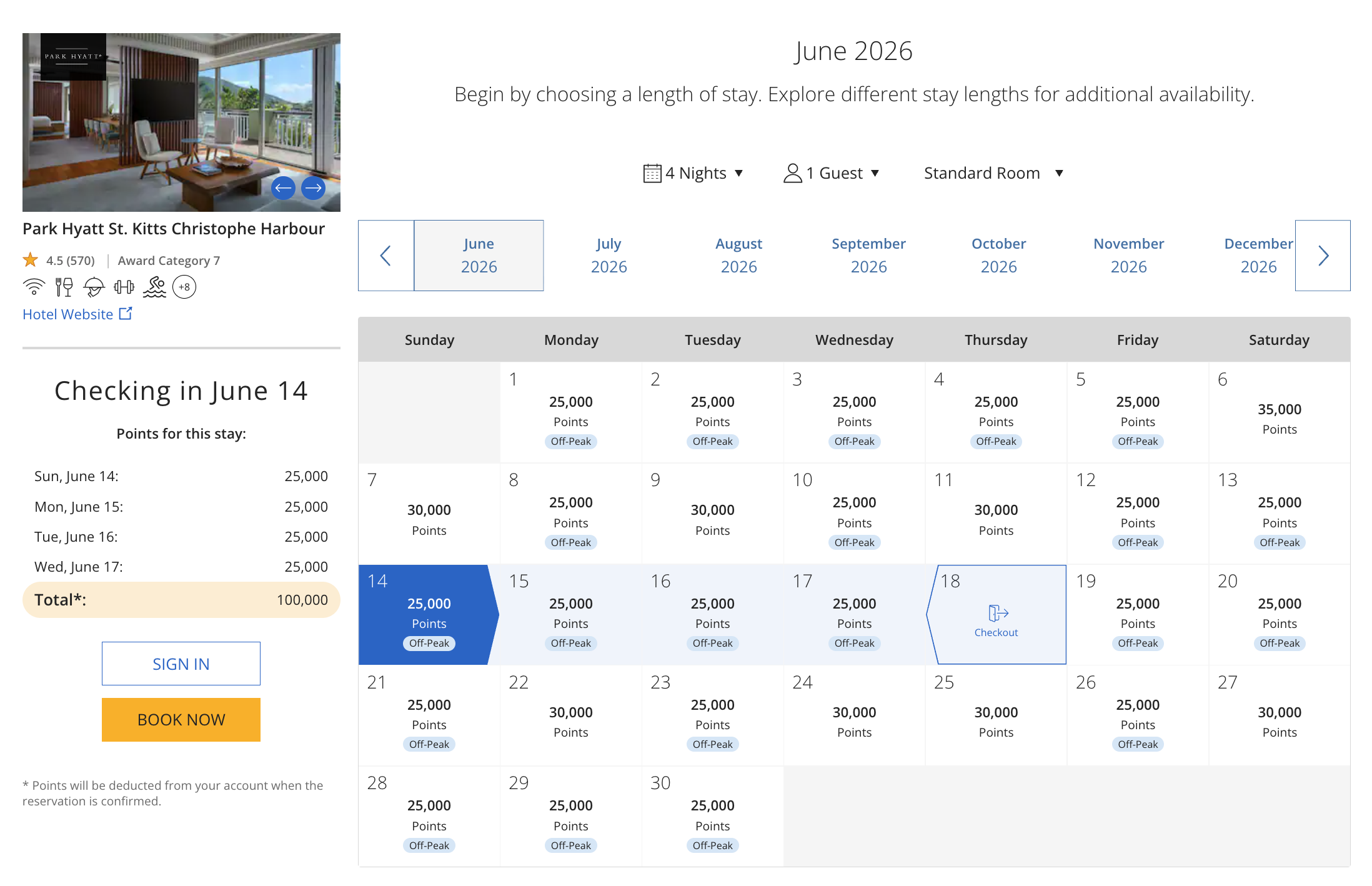 Park Hyatt St. Kitts Award Calendar in June 2026 Park Hyatt St. Kitts Award Calendar in June 2026