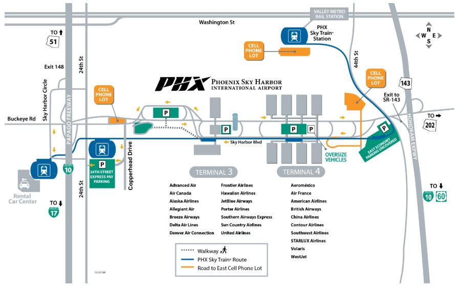 Phoenix Sky Harbor International Airport Map Phoenix Sky Harbor Airport Parking map