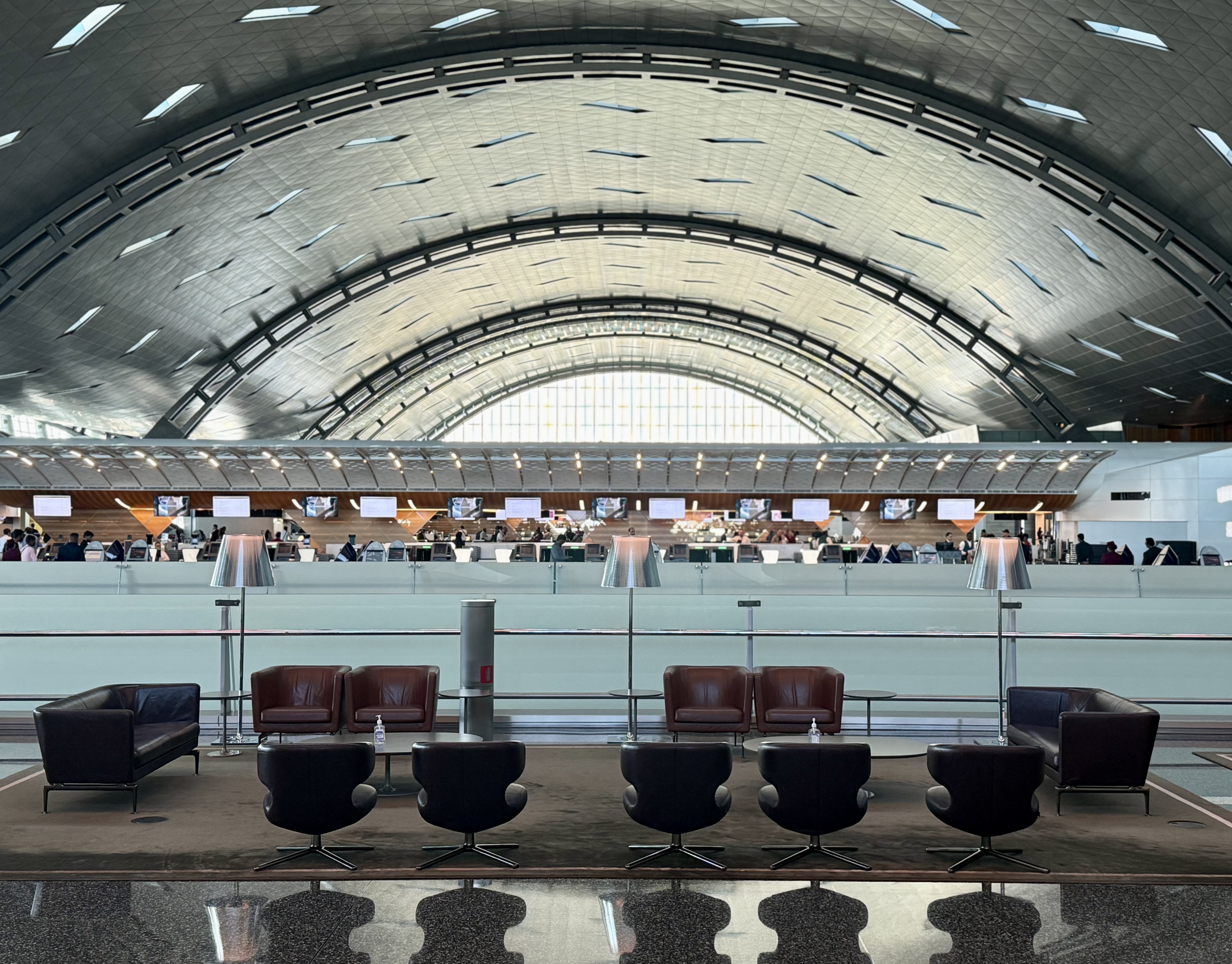 Qatar Airways business class check in at Doha