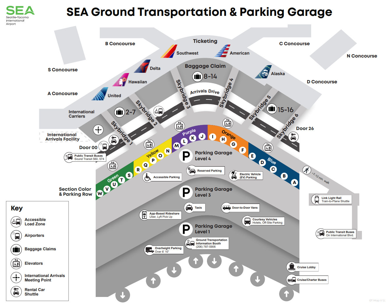 Seattle-Tacoma International Airport Parking Garage SEA Parking Map