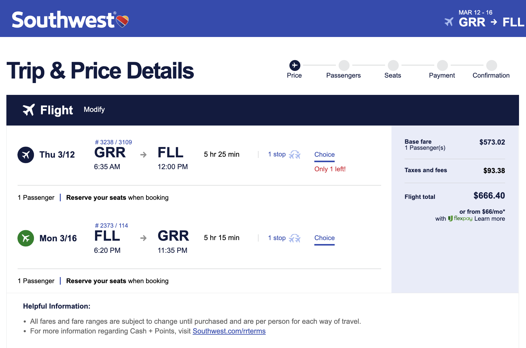 Southwest GRR-FLL