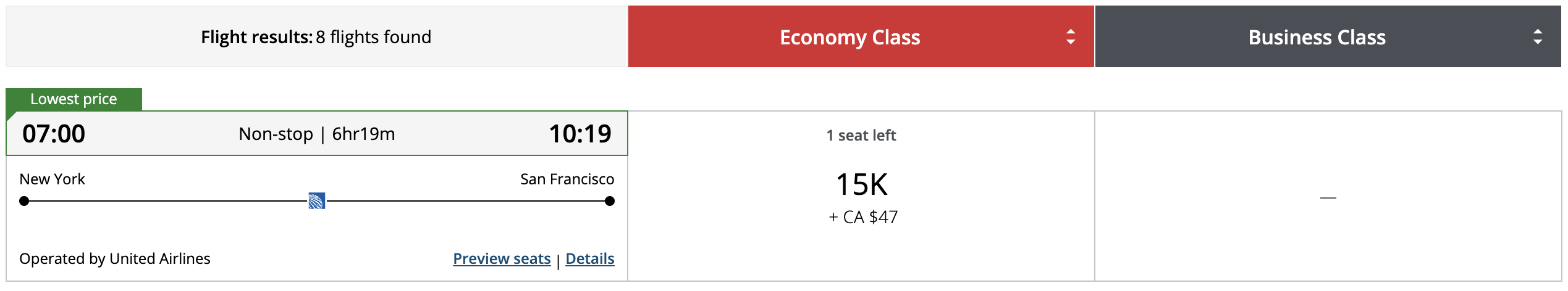Screenshot 2026 02 26 at 8.03.56 PM United EWR-SFO Aeroplan pricing