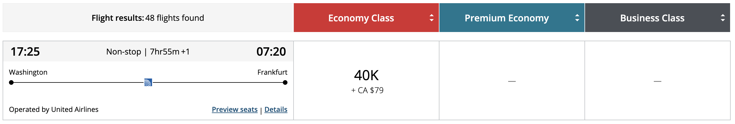 Screenshot 2026 02 26 at 8.05.37 PM United IAD-FRA Aeroplan pricing