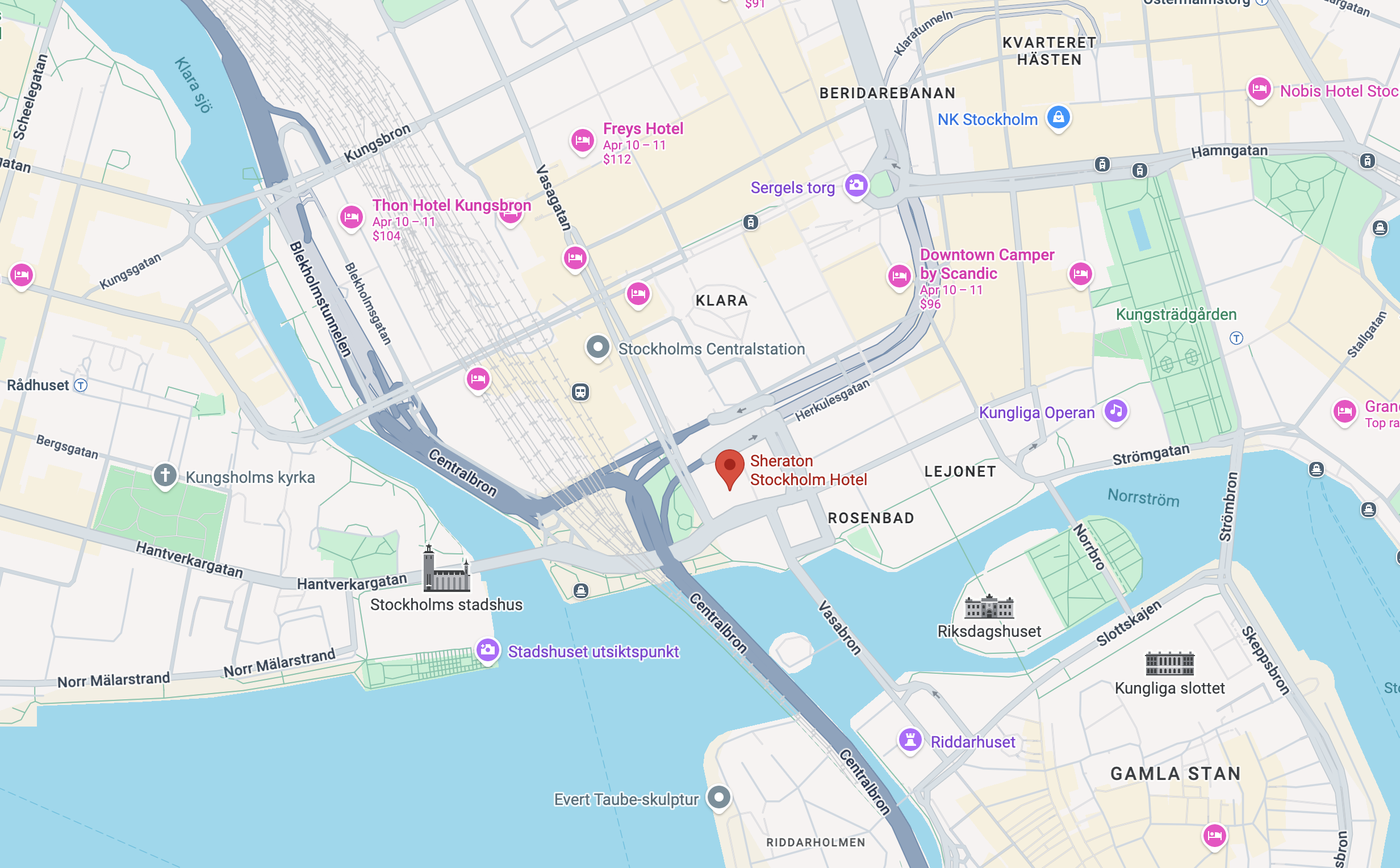 Sheraton Stockholm Hotel location