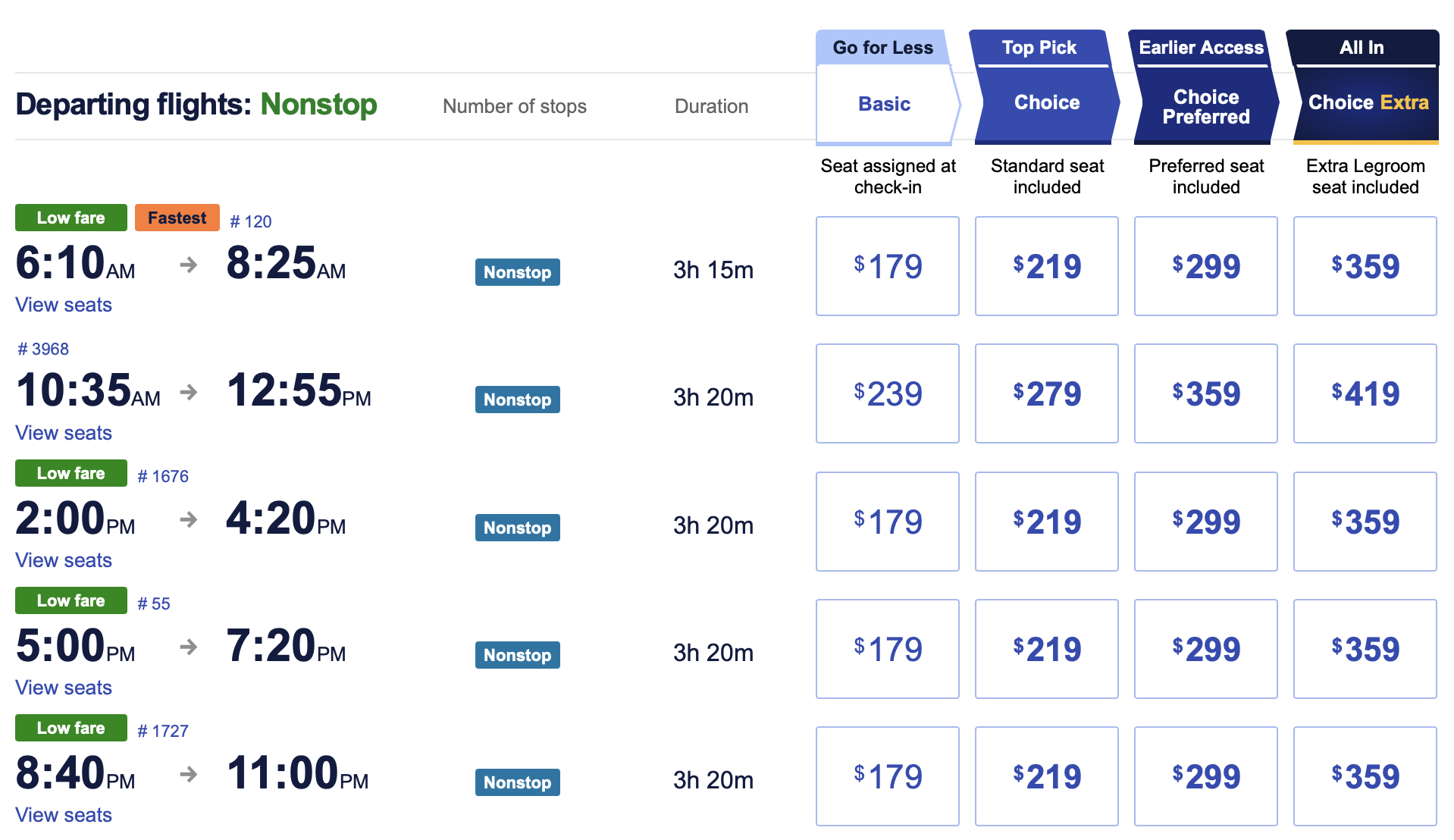 Southwest DCA DAL Fares