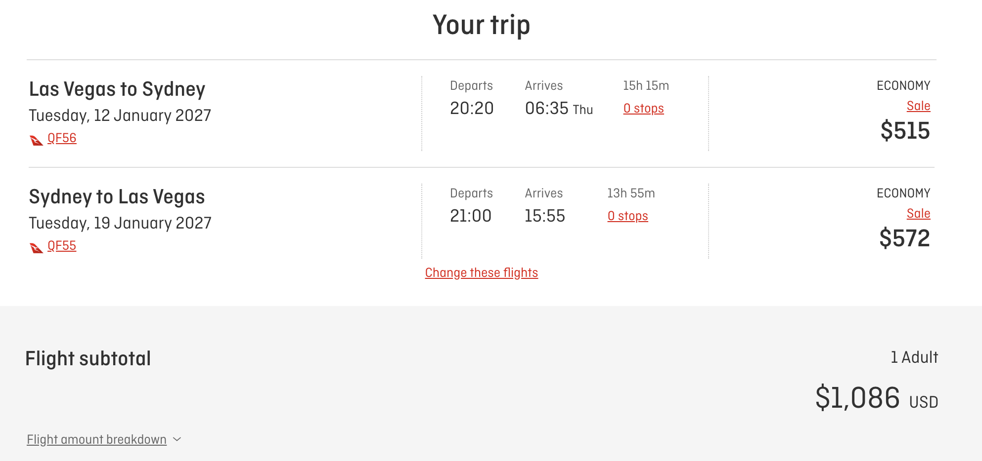 Vegas to Sydney return with Qantas Vegas to Sydney return with Qantas