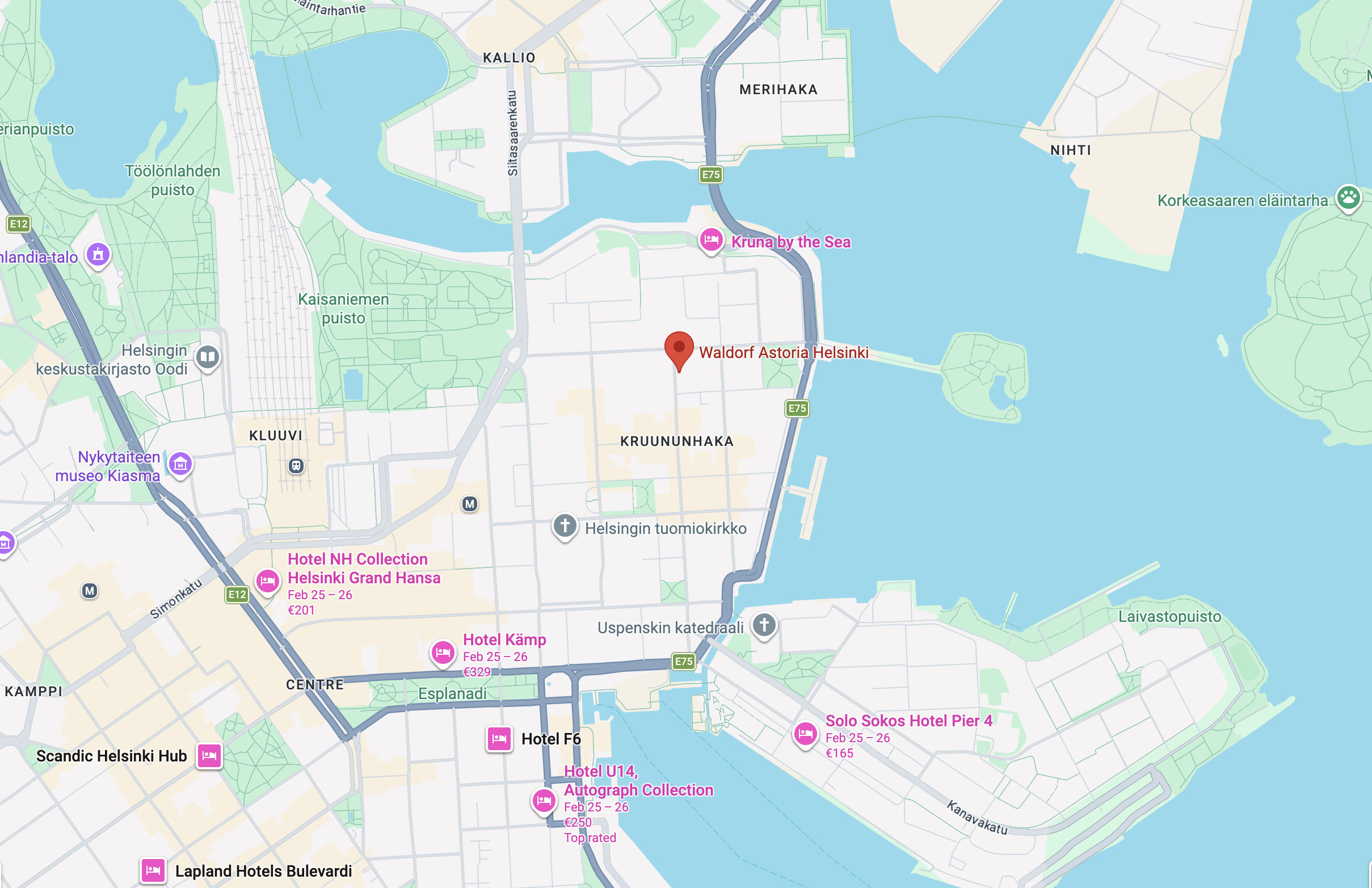 Waldorf Astoria Helsinki map