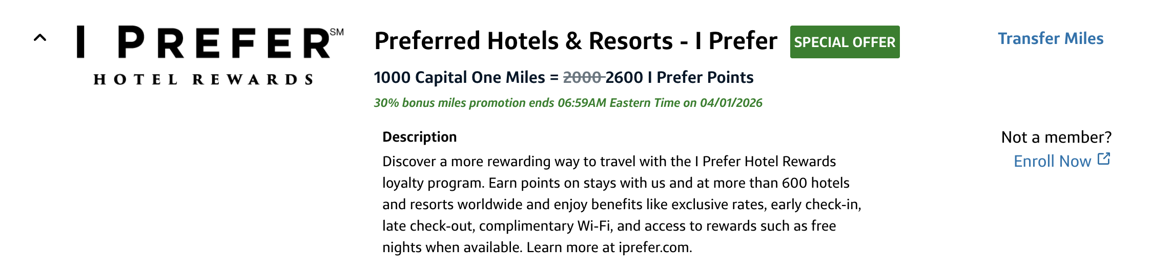 Capital One Preferred Hotels Transfer Bonus March 2026 Capital One Preferred Hotels Transfer Bonus March 2026