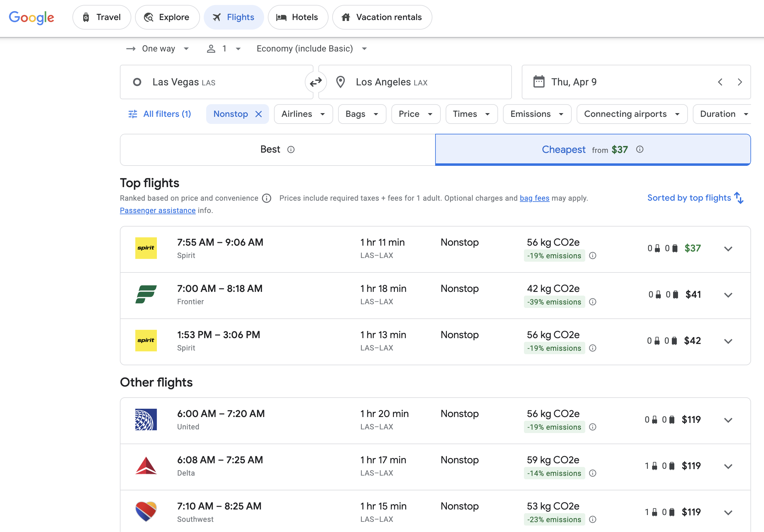 LAS LAX flight examples LAS LAX flight examples