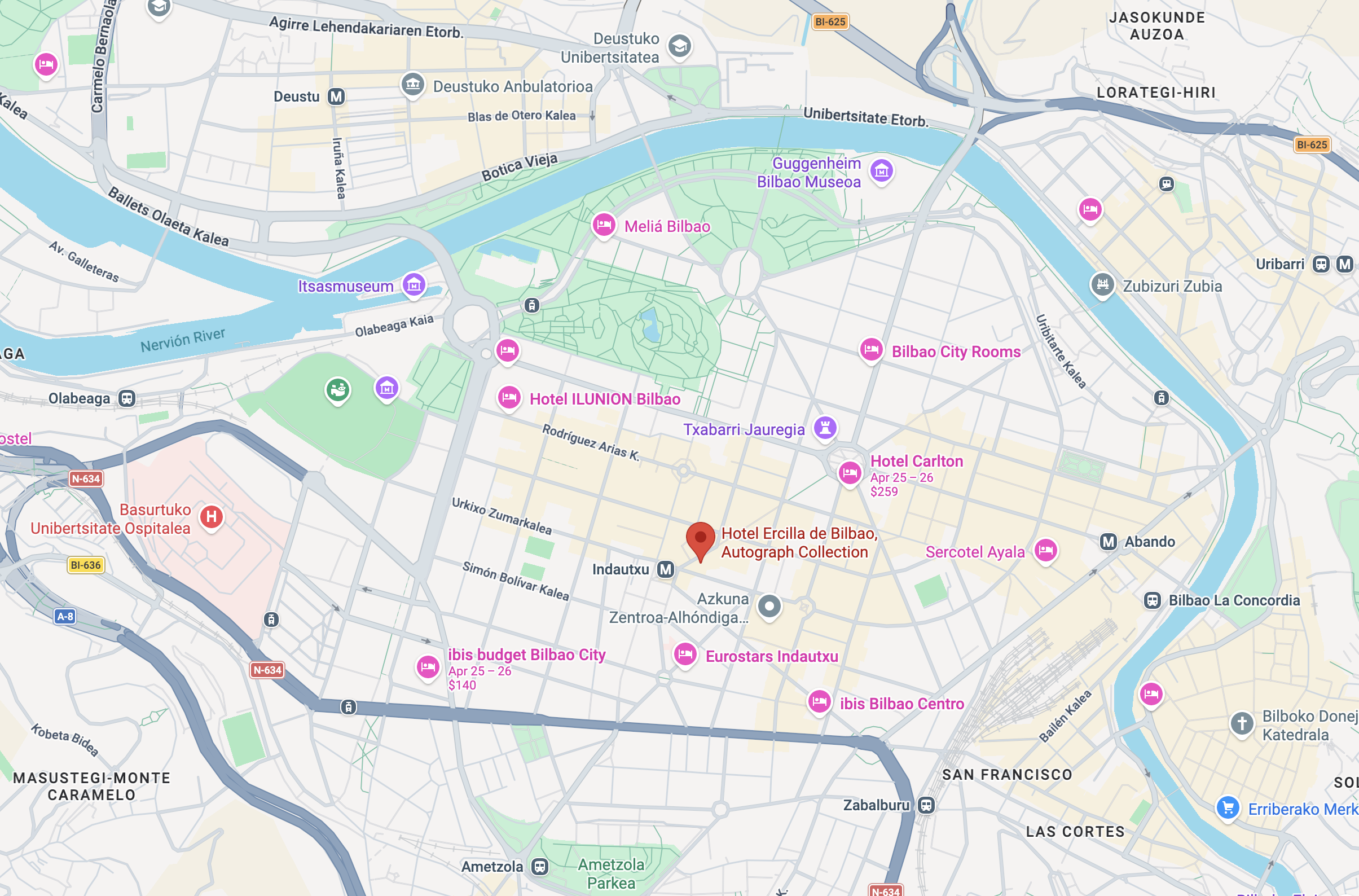Location of Hotel Ercilla de Bilbao