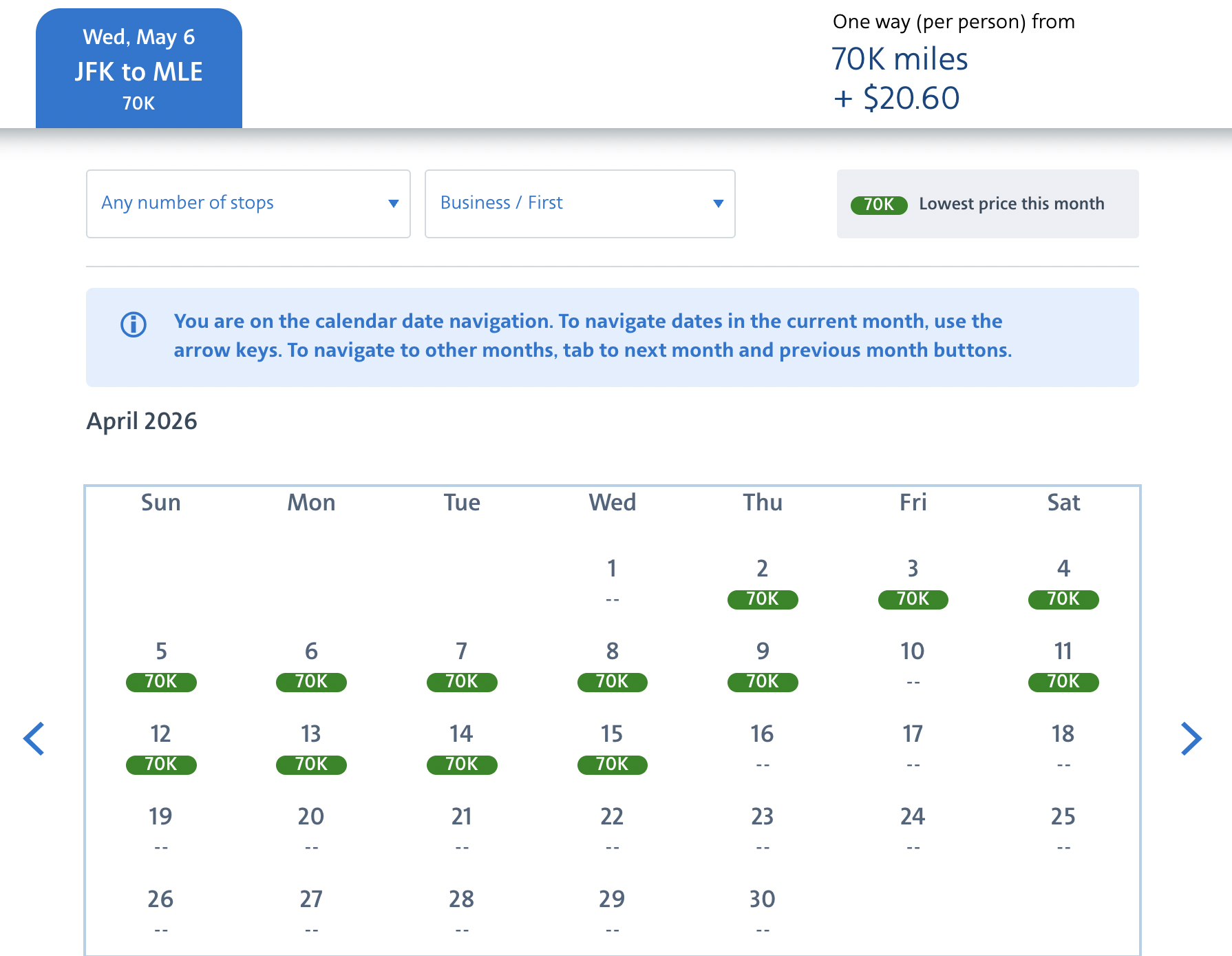 New York to Maldives using 70k points Etihad New York to Maldives using 70k points Etihad