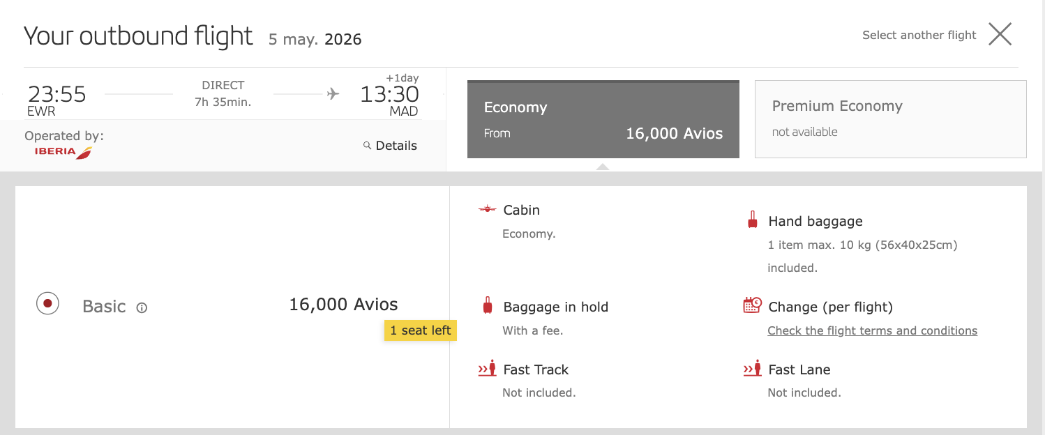Newark to Madrid with Iberia for 16k Avios in economy Newark to Madrid with Iberia for 16k Avios in economy