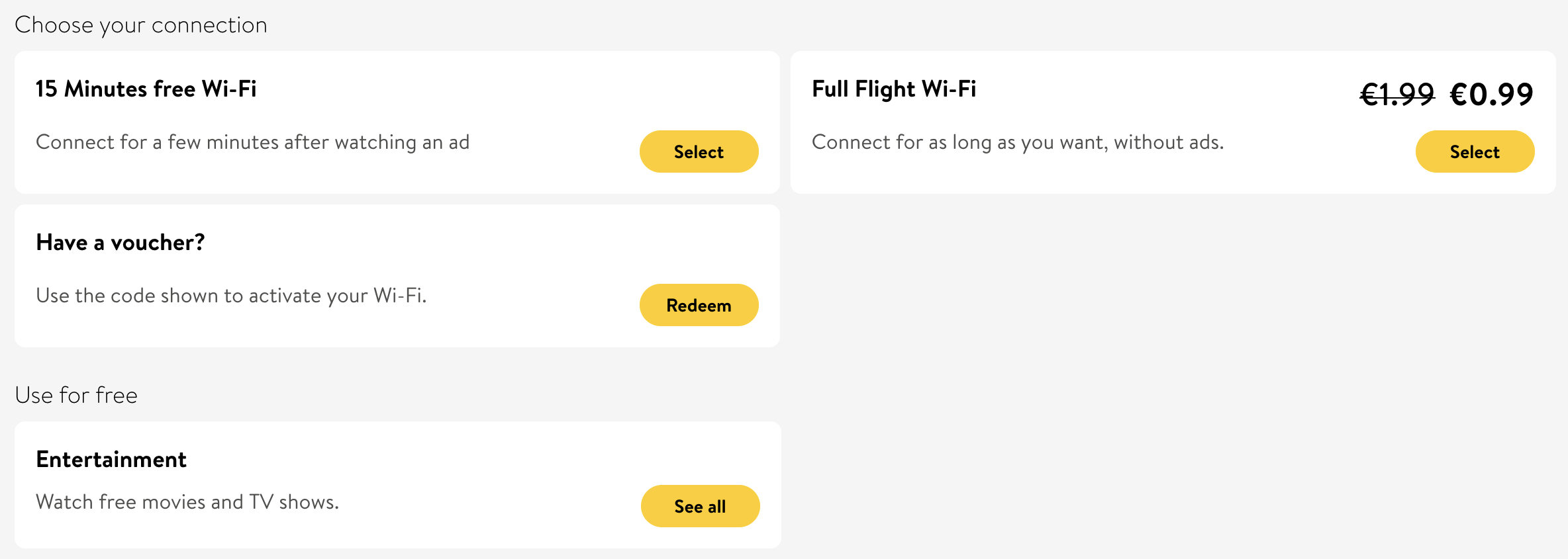 Vueling Wi Fi options BIO BCN