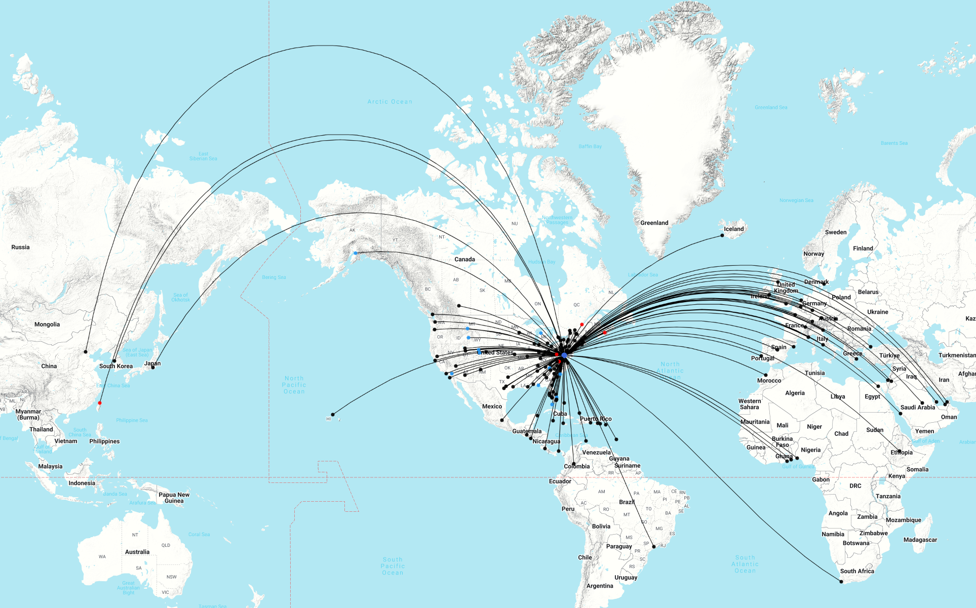 Washington Dulles International Airport route map