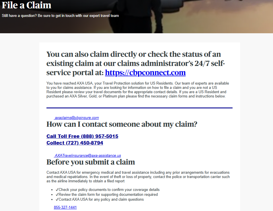 AXA travel insurance file a claim AXA Travel Insurance file a claim