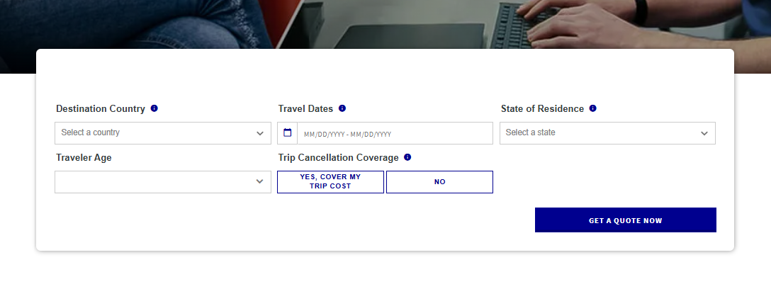 AXA travel insurance get a quote AXA Travel Insurance quote landing