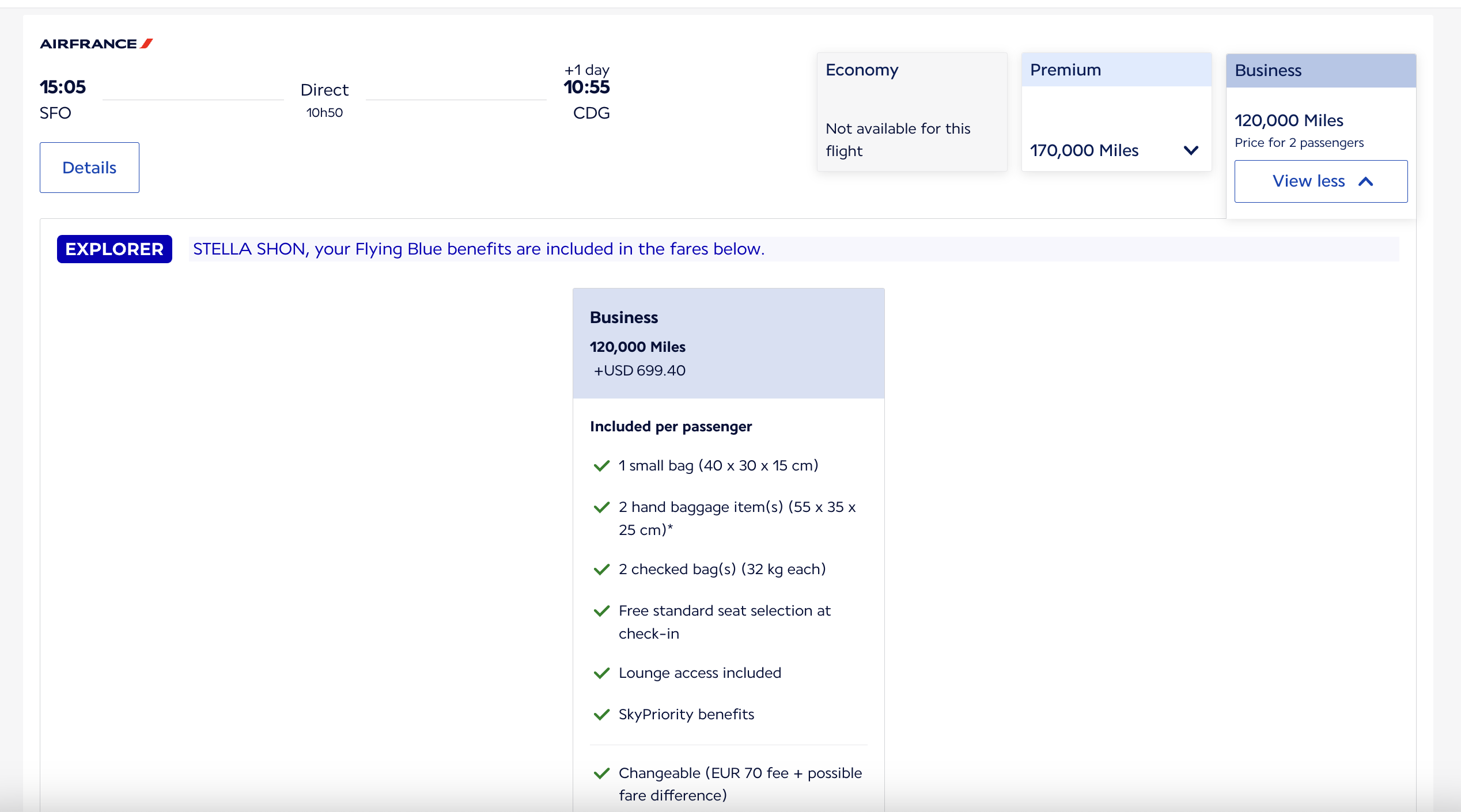 Air France SFO CDG Award Ticket Air France SFO CDG Award Ticket
