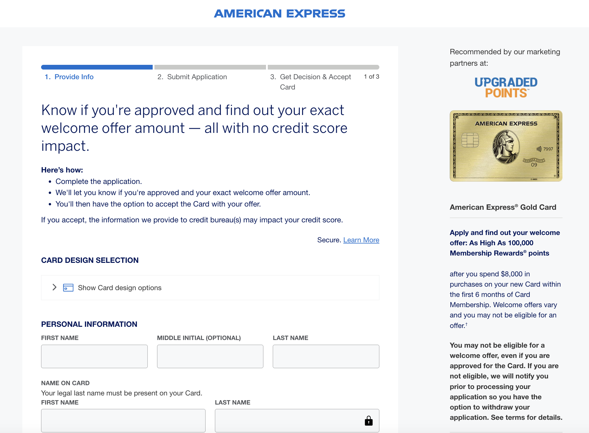 Amex Gold As High as 100K