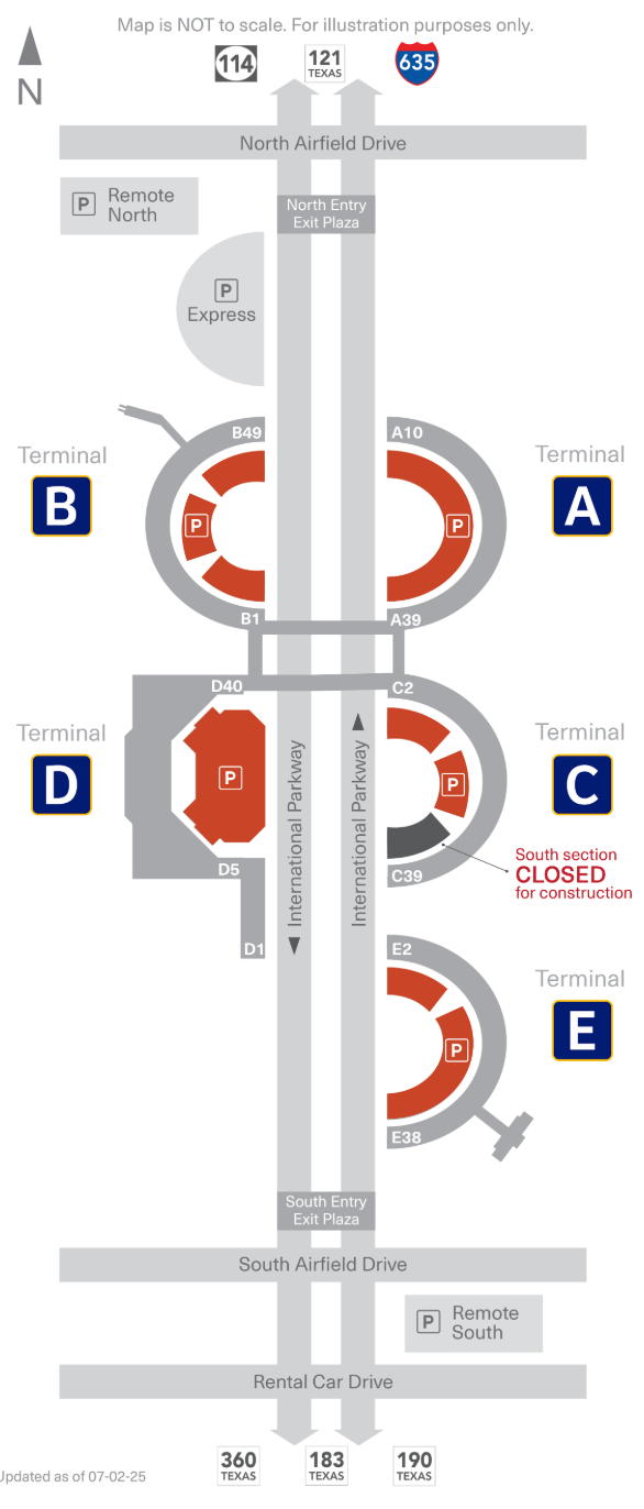 Dallas Fort Worth International Airport Parking Dallas Fort Worth International Airport parking map