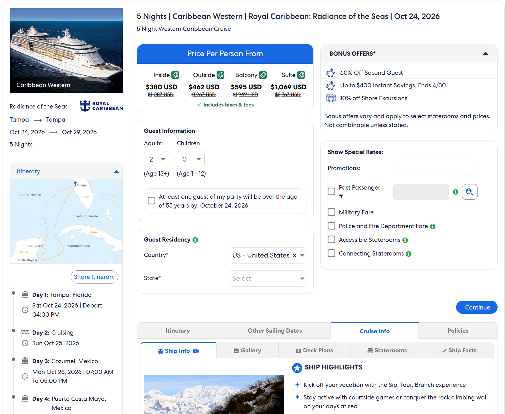 Expedia Cruise details