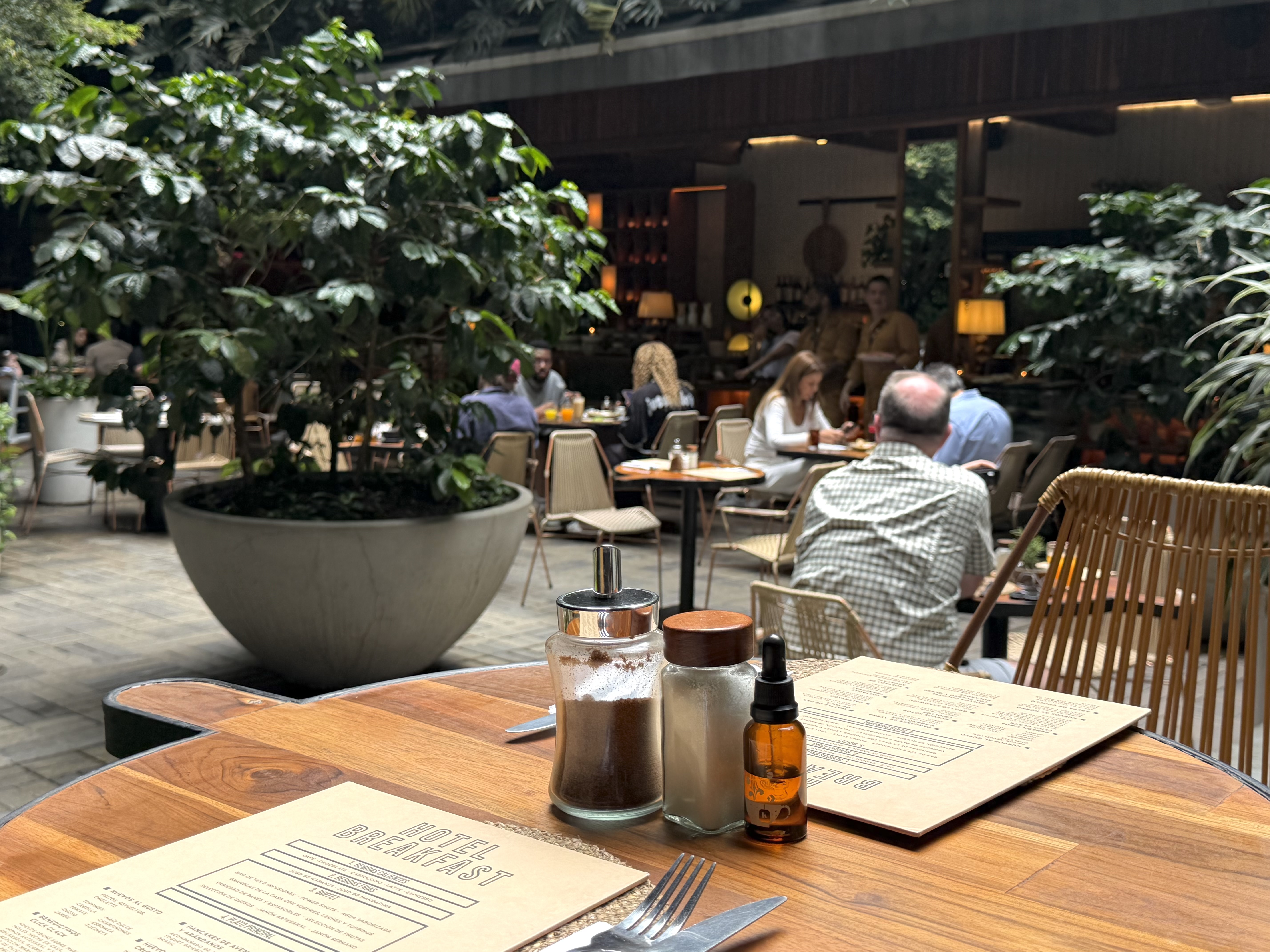 Hyatt Click Clack Medellin breakfast table set up