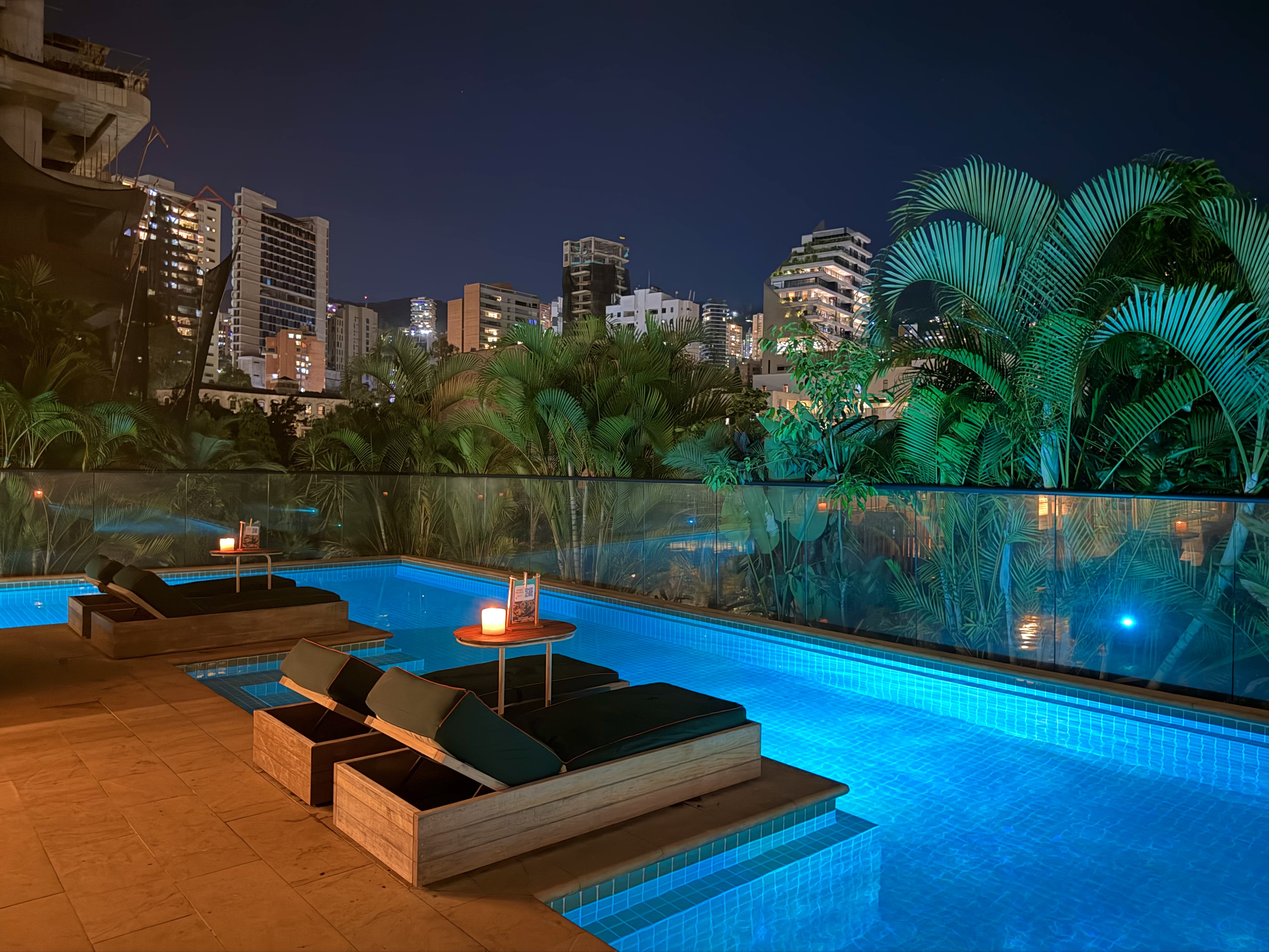 Hyatt Click Clack Medellin pool at night