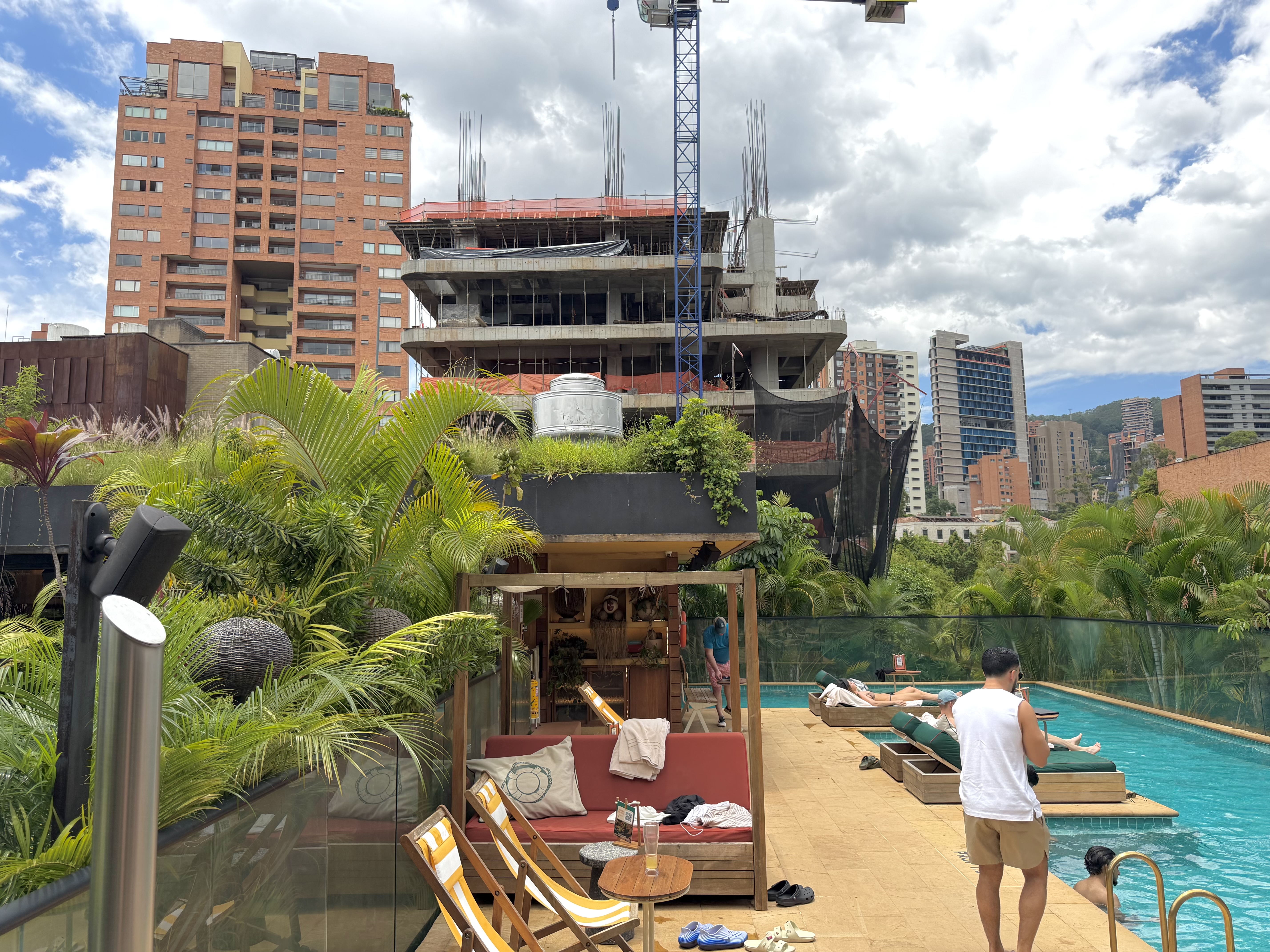 Hyatt Click Clack Medellin rooftop pool and construction