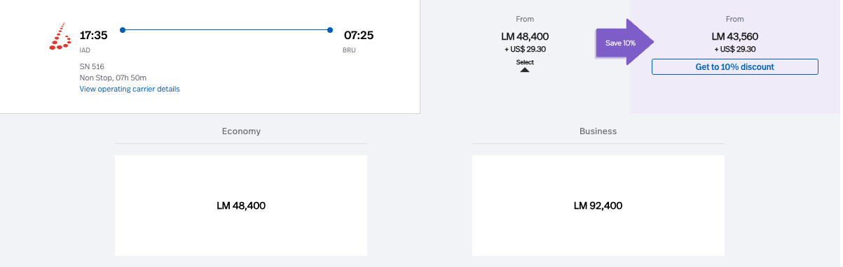 IAD to BRU Brussels Airlines Lifemiles